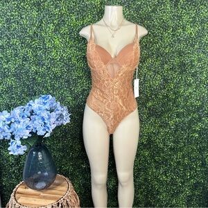 Lacey brown sheer back bodysuit nwt‎